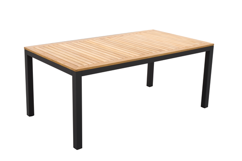 MOSS MOSS-6006T - Collection Maroma, Table rectangulaire avec lattes en bois de teck et pieds carrés en aluminium anthracite 71