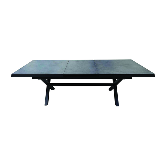 Surface de table d'extension avec mécanisme coulissant en verre imprimé en 3D, aluminium NOIR