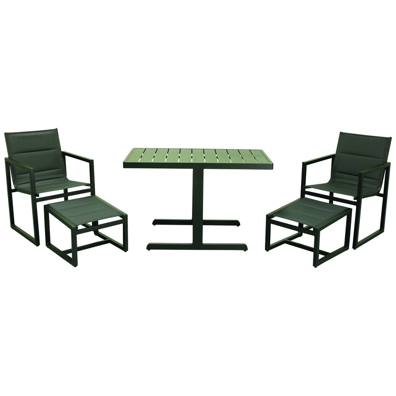 Chargez l'image dans la visionneuse de la galerie, MOSS MOSS-HN001C - Charcoal Balcony 5pcs set, compact/nestable aluminum frame and textilene seats
