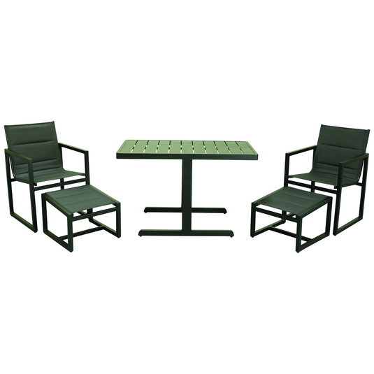 MOSS MOSS-HN001C - Charcoal Balcony 5pcs set, compact/nestable aluminum frame and textilene seats