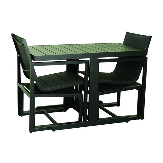 MOSS MOSS-HN001N - Black Balcony 5pcs set, compact/nestable aluminum frame and textilene seats