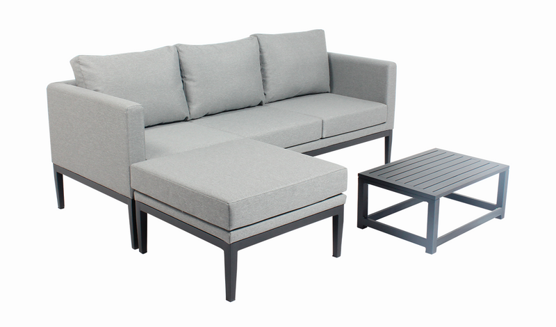 Chargez l'image dans la visionneuse de la galerie, MOSS MOSS-LN003NG - Black Aluminum 3-Piece Compact Sectional Set with Grey cushions
