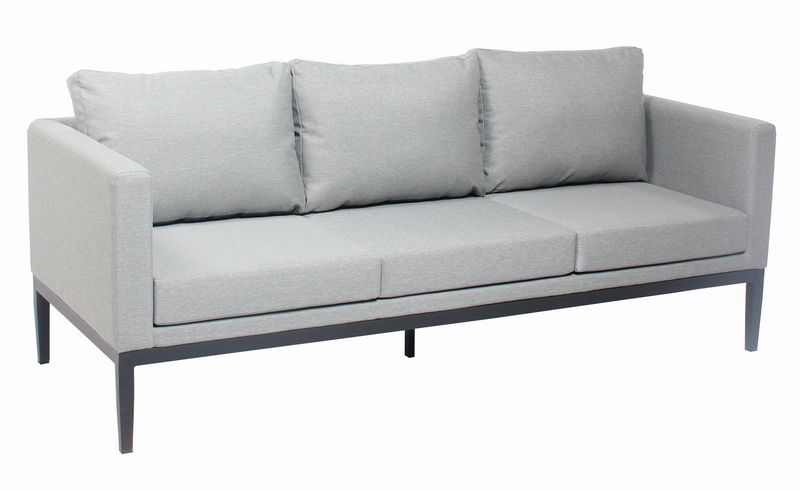 Chargez l'image dans la visionneuse de la galerie, MOSS MOSS-LN003NG - Black Aluminum 3-Piece Compact Sectional Set with Grey cushions
