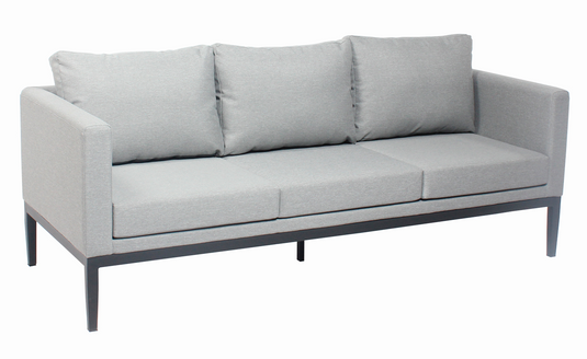 MOSS MOSS-LN003NG - Black Aluminum 3-Piece Compact Sectional Set with Grey cushions