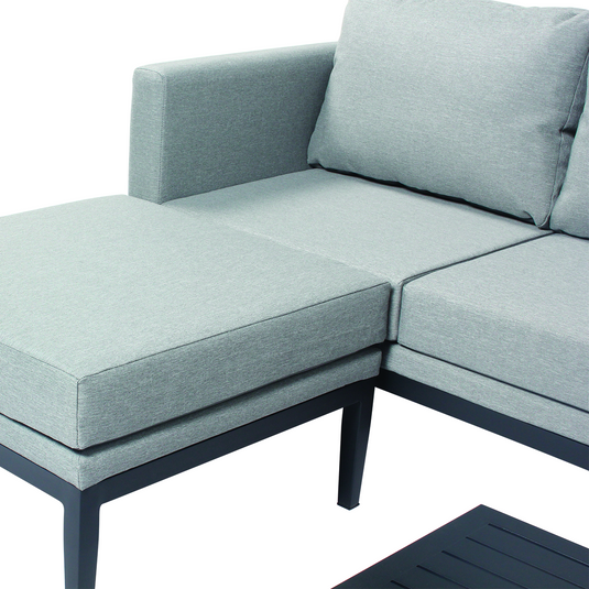 MOSS MOSS-LN003NG - Black Aluminum 3-Piece Compact Sectional Set with Grey cushions