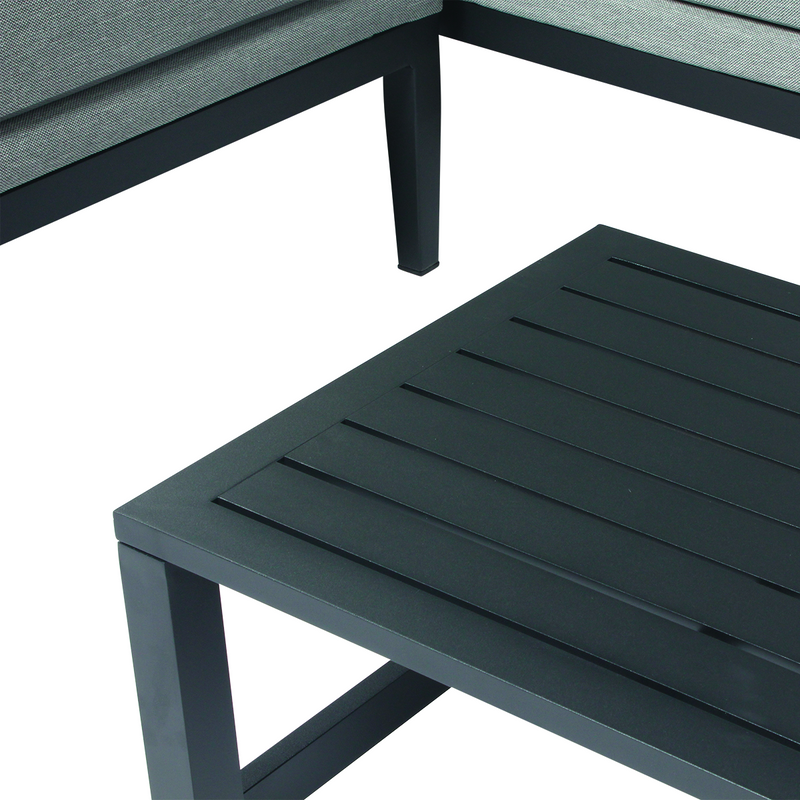 Chargez l'image dans la visionneuse de la galerie, MOSS MOSS-LN003NG - Black Aluminum 3-Piece Compact Sectional Set with Grey cushions
