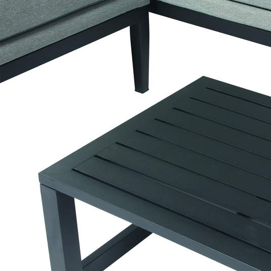MOSS MOSS-LN003NG - Black Aluminum 3-Piece Compact Sectional Set with Grey cushions