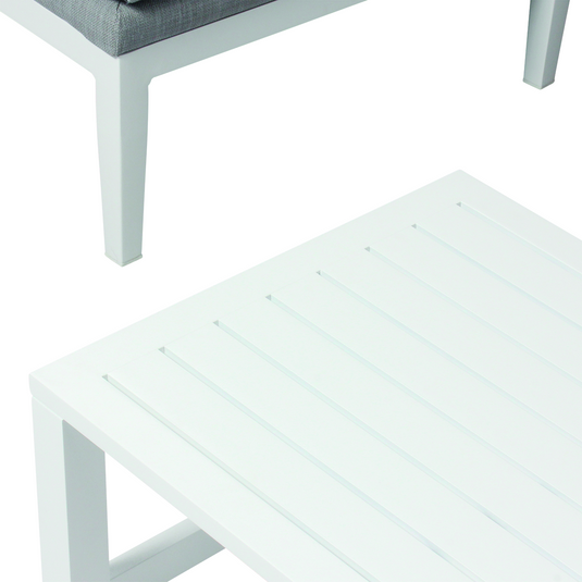 MOSS MOSS-LN003WGP - Ensemble sectionnel compact 3 pièces en aluminium blanc avec coussins gris