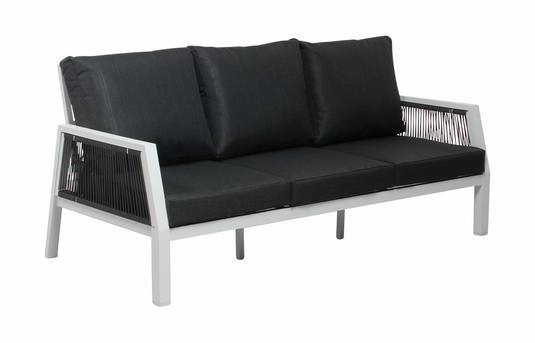 MOSS MOSS-LN004WC - 4pcs White Aluminum Conversation Set with Charcoal cushions