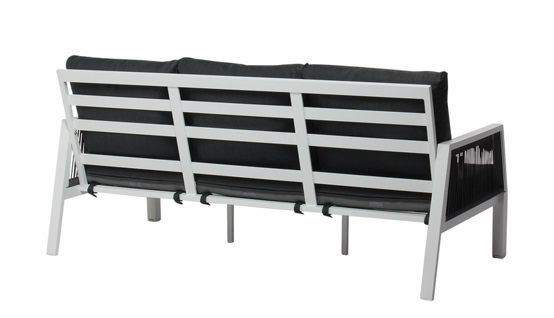 Load image into Gallery viewer, MOSS MOSS-LN004WC - 4pcs White Aluminum Conversation Set with Charcoal cushions
