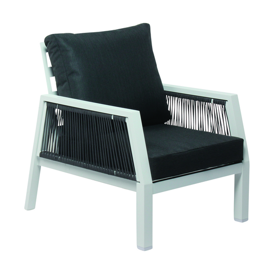 MOSS MOSS-LN004WC - 4pcs White Aluminum Conversation Set with Charcoal cushions