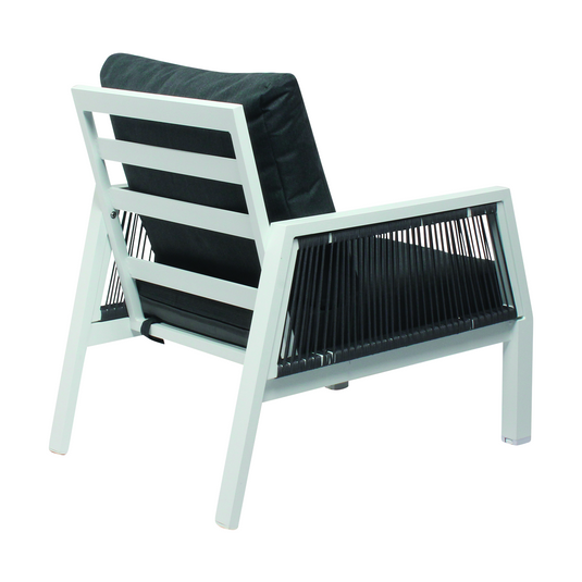 MOSS MOSS-LN004WC - 4pcs White Aluminum Conversation Set with Charcoal cushions