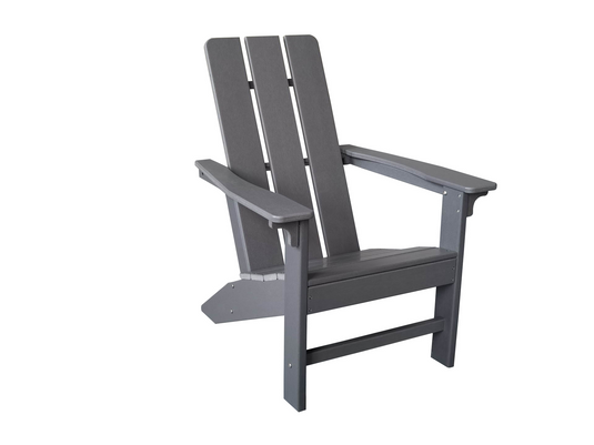 Modern Adirondack Chair in HDPE Flat Back and Armrests GREY