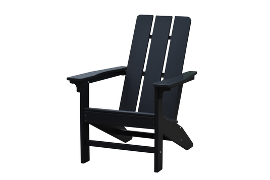 Modern Adirondack Chair in HDPE Flat Back and Armrests BLACK
