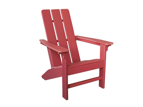 Modern Adirondack Chair in HDPE Flat Back and Armrests RED