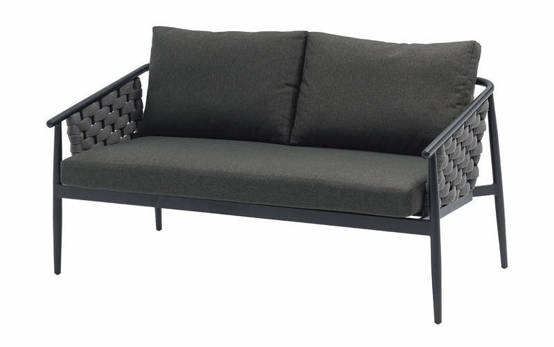 Chargez l&#39;image dans la visionneuse de la galerie, Conv Set 4pcs alu NOIR coussin GRIS FONCÉ table en pierre sint BLACK
