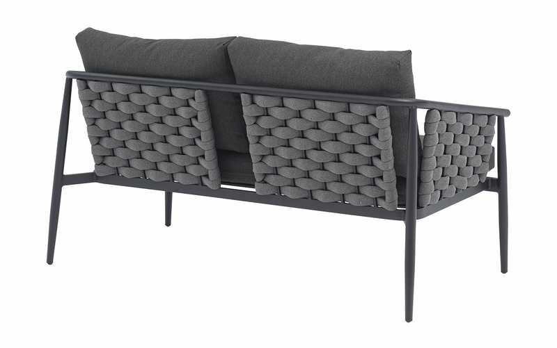 Chargez l&#39;image dans la visionneuse de la galerie, Conv Set 4pcs alu NOIR coussin GRIS FONCÉ table en pierre sint BLACK
