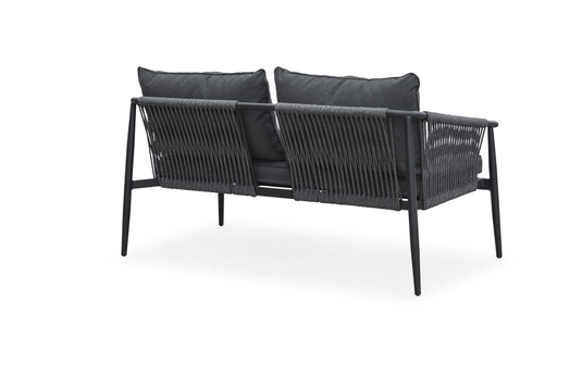 MOSS MOSS-PS011NGF - Black Aluminum 4-Piece Conversation Set with Dark Gray cushions and rope details