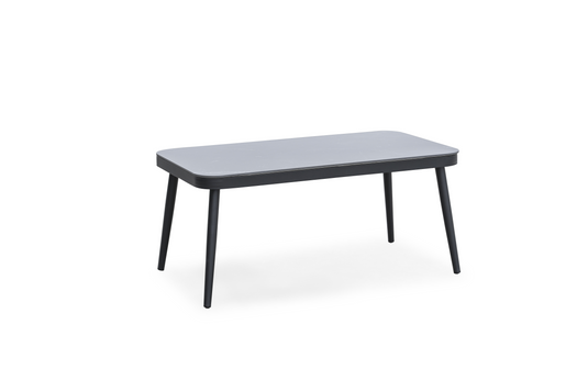 MOSS MOSS-PS011NGF - Black Aluminum 4-Piece Conversation Set with Dark Gray cushions and rope details