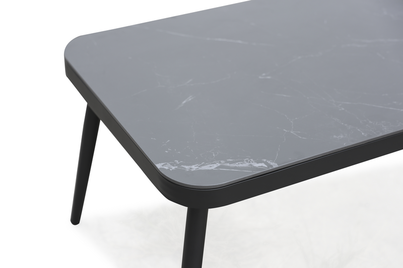 Chargez l'image dans la visionneuse de la galerie, MOSS MOSS-PS011NGF - Black Aluminum 4-Piece Conversation Set with Dark Gray cushions and rope details
