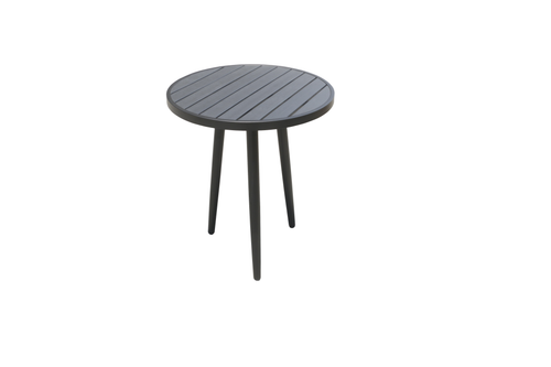 MOSS MOSS-T005 - Collection Maroma, Table d'appoint ronde avec lattes en polywood noir pour surface et pieds en aluminium coudé noir, Dia 24