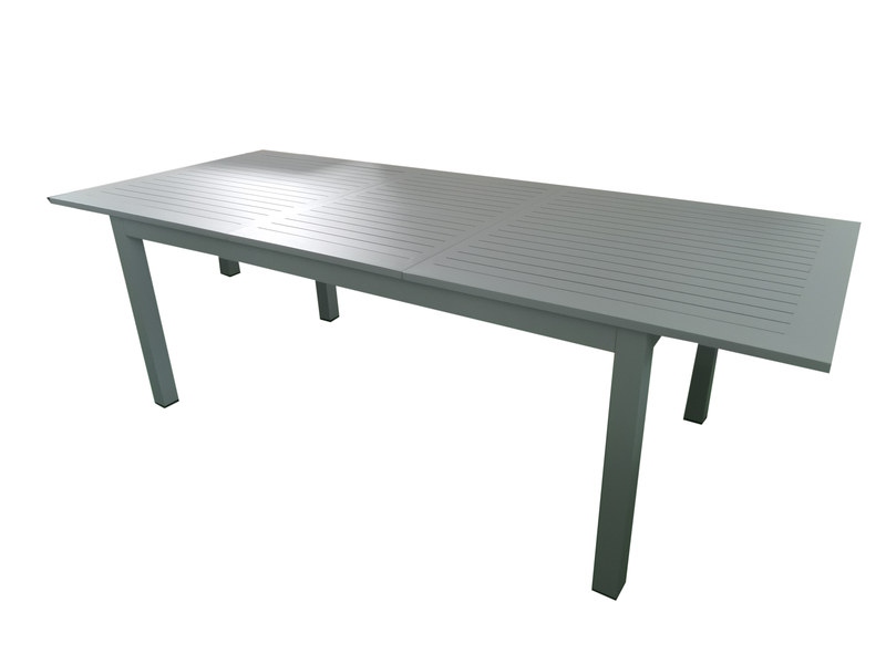 Chargez l&#39;image dans la visionneuse de la galerie, MOSS MOSS-T206GP - Collection Akumal, Table extensible en aluminium gris clair avec lattes en aluminium gris clair et mécanisme papillon 71&quot;(95&quot; avec extension) x 39&quot; x H 29.1&quot;
