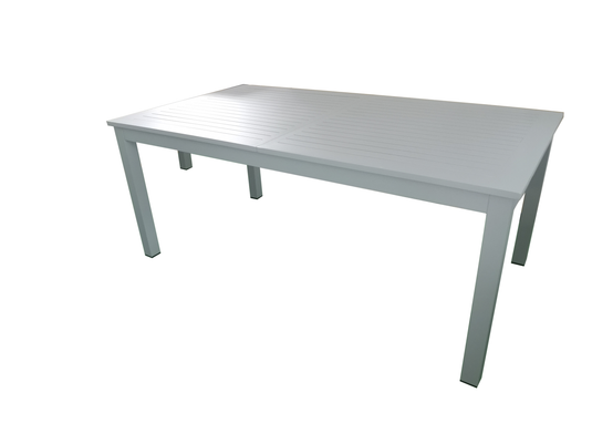 MOSS MOSS-T206GP - Collection Akumal, Table extensible en aluminium gris clair avec lattes en aluminium gris clair et mécanisme papillon 71"(95" avec extension) x 39" x H 29.1"