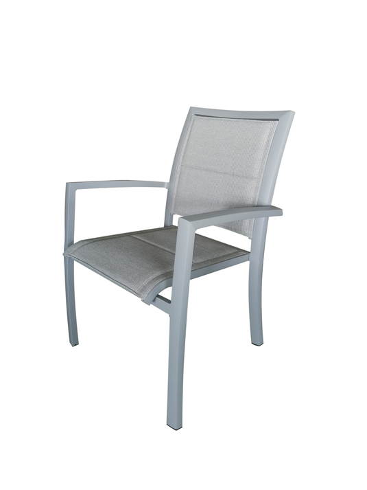 MOSS MOSS-T316GPRP - Chaise en aluminium gris + textilène coussiné mix taupe