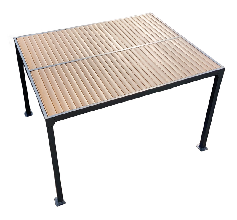 Load image into Gallery viewer, MOSS MOSS-WH1012HT - Black Aluminum 10'x12' Pergola with adjustable Wood vertical slats
