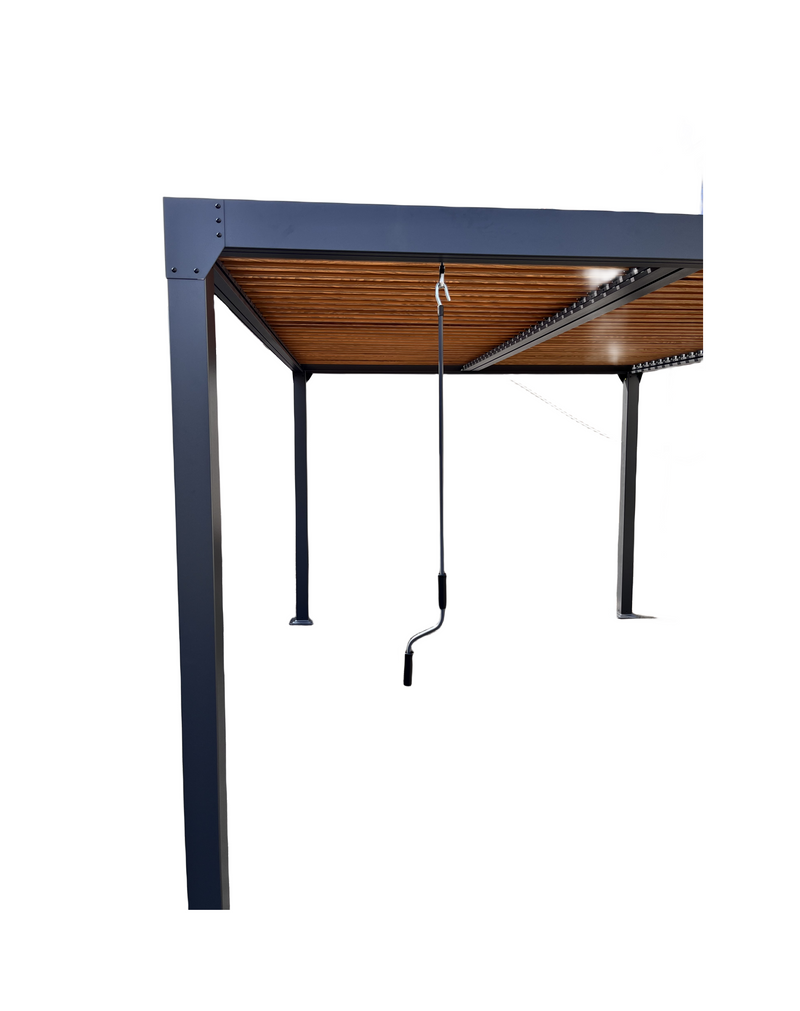 Load image into Gallery viewer, MOSS MOSS-WH1012HT - Black Aluminum 10'x12' Pergola with adjustable Wood vertical slats
