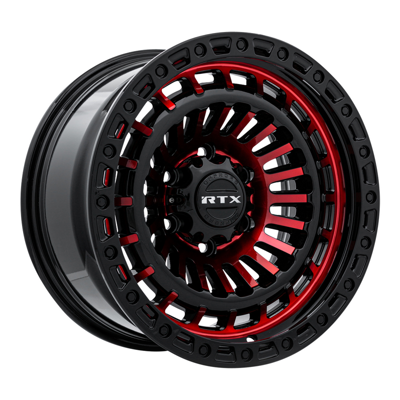 Chargez l&#39;image dans la visionneuse de la galerie, RTX® (Offroad) • 083092 • Moab • Noir brillant rouge usiné • 17x9 5x127 ET-15 CB71.5
