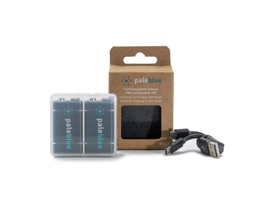 Pale Blue Earth PB-9V-C - (2) 9V USB Rechargeable Smart Batteries with 2 in 1 charging cable - RACKTRENDZ