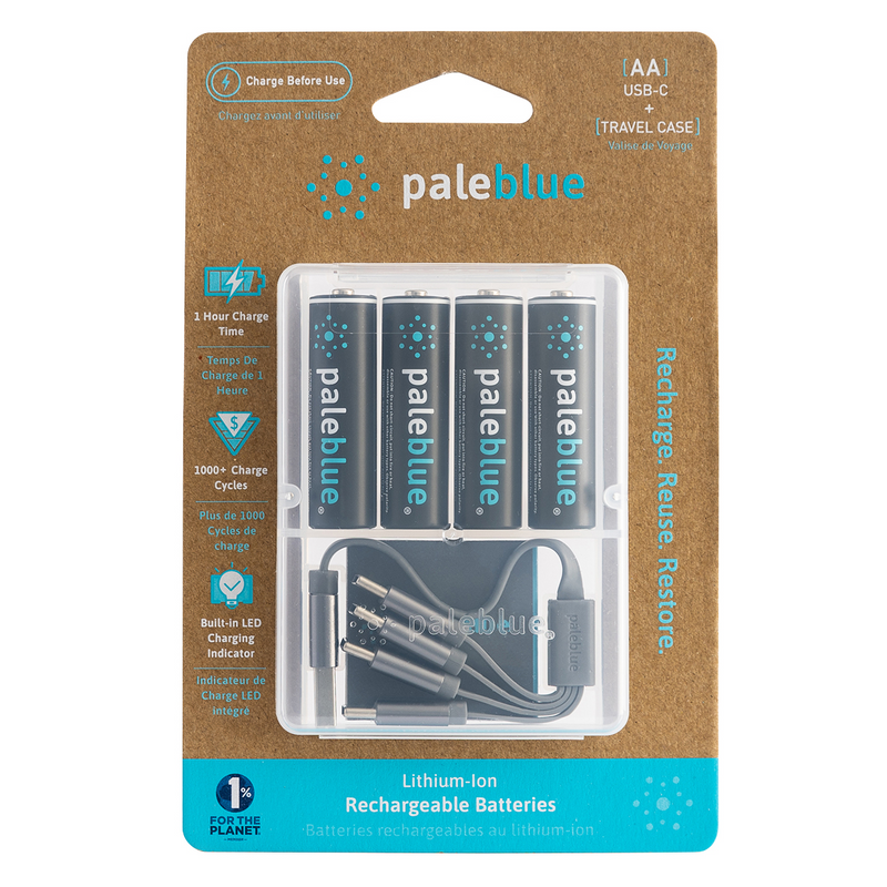 Load image into Gallery viewer, Pale Blue Earth PB-AA-C - (4) AA USB Rechargeable Smart Batteries with 4 in 1 charging cable
