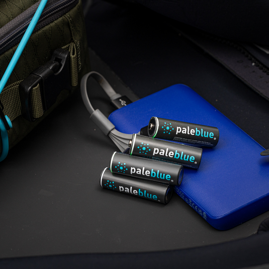 Pale Blue Earth PB-AA-C - (4) AA USB Rechargeable Smart Batteries with 4 in 1 charging cable