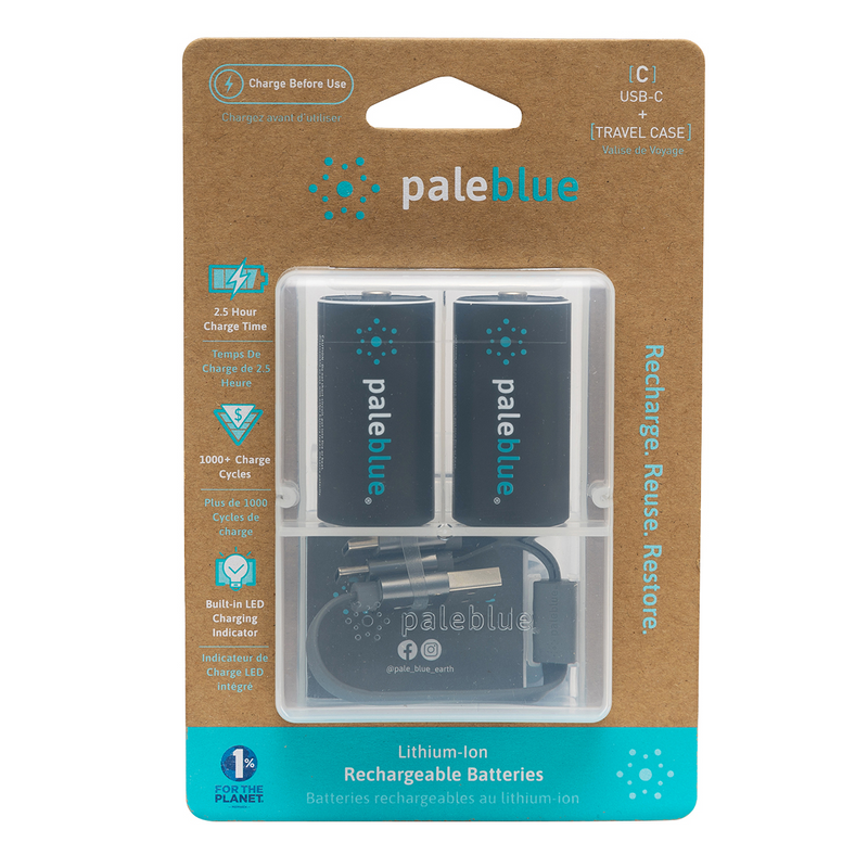 Load image into Gallery viewer, Pale Blue Earth PB-C-C - (2) C USB Rechargeable Smart Batteries with 2 in 1 charging cable

