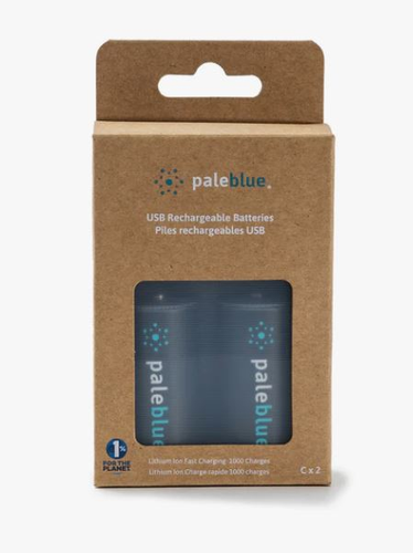 Pale Blue Earth PB-C-C - (2) C USB Rechargeable Smart Batteries with 2 in 1 charging cable - RACKTRENDZ