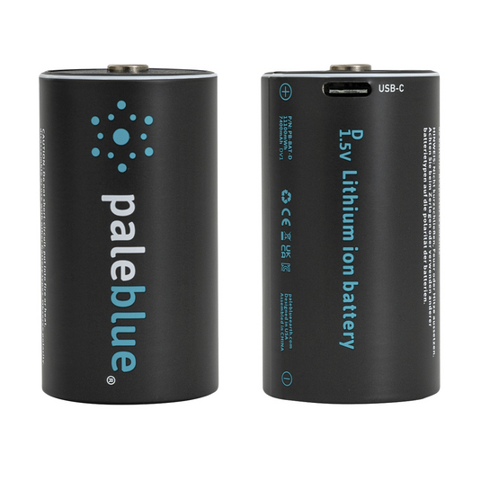 Pale Blue Earth PB-D-C - (2) D USB Rechargeable Smart Batteries with 2 in 1 charging cable
