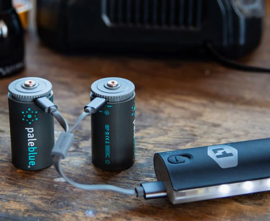 Pale Blue Earth PB-D-C - (2) D USB Rechargeable Smart Batteries with 2 in 1 charging cable - RACKTRENDZ