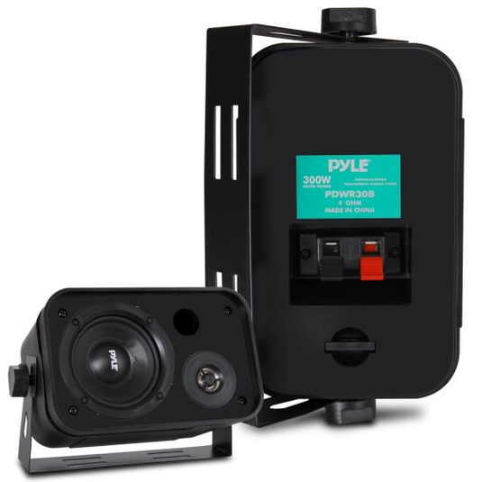Pyle 3.5'' Indoor/Outdoor Waterproof Speakers (Black) (Pair) - RACKTRENDZ