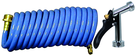Valterra PF267003 - D&W Spray-Away™ Coiled Hose And Sprayer - 15′ - Blue - Boxed - RACKTRENDZ
