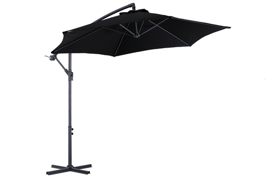 Patio Zone PZ-0501N - Parasol inclinable et décalé de 10 pi en polyester protégé contre les UV - Noir