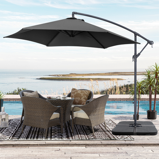 Patio Zone PZ-0501N - Parasol inclinable et décalé de 10 pi en polyester protégé contre les UV - Noir