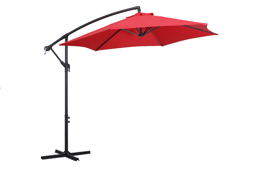 Patio Zone PZ-0501R - 10' Tilting Offset Umbrella in UV-Protected Polyester - Red