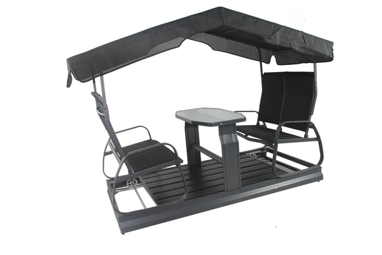 Patio Zone PZ-NA001-4 - Black 4 place Swing in cushioned textilene with aluminum and steel frame