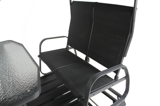 Patio Zone PZ-NA001-4 - Black 4 place Swing in cushioned textilene with aluminum and steel frame