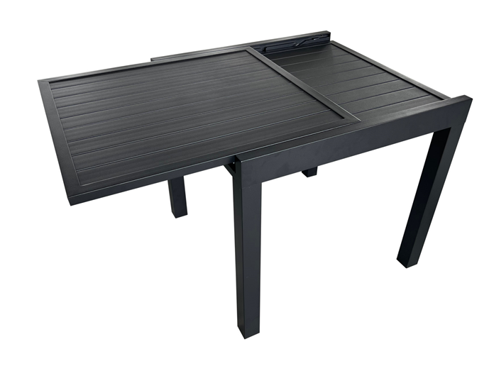 Load image into Gallery viewer, Extensible condo table with slated tabletop, aluminum BLACK
