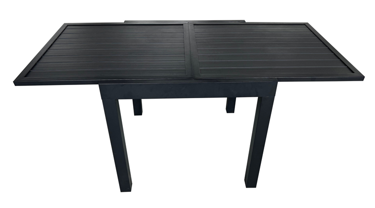Load image into Gallery viewer, Extensible condo table with slated tabletop, aluminum BLACK
