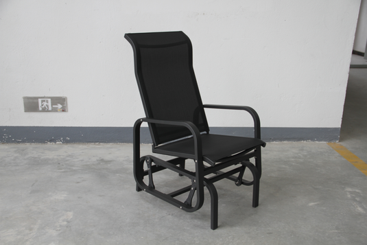 Patio Zone PZ-SN23-020 - Chaise oscillante 1 place en textilène avec cadre en aluminium - Noir