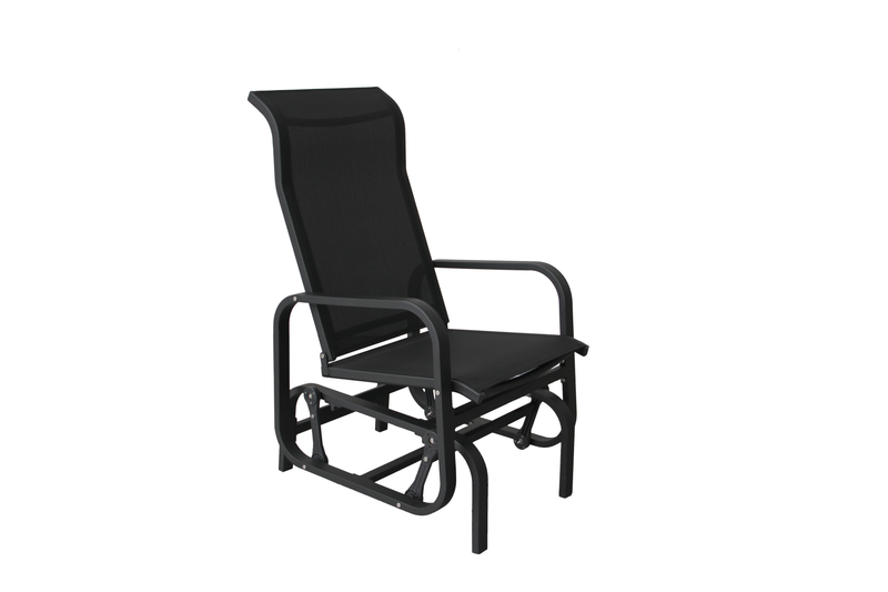 Chargez l'image dans la visionneuse de la galerie, Patio Zone PZ-SN23-020 - Chaise oscillante 1 place en textilène avec cadre en aluminium - Noir
