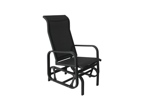 Patio Zone PZ-SN23-020 - Chaise oscillante 1 place en textilène avec cadre en aluminium - Noir